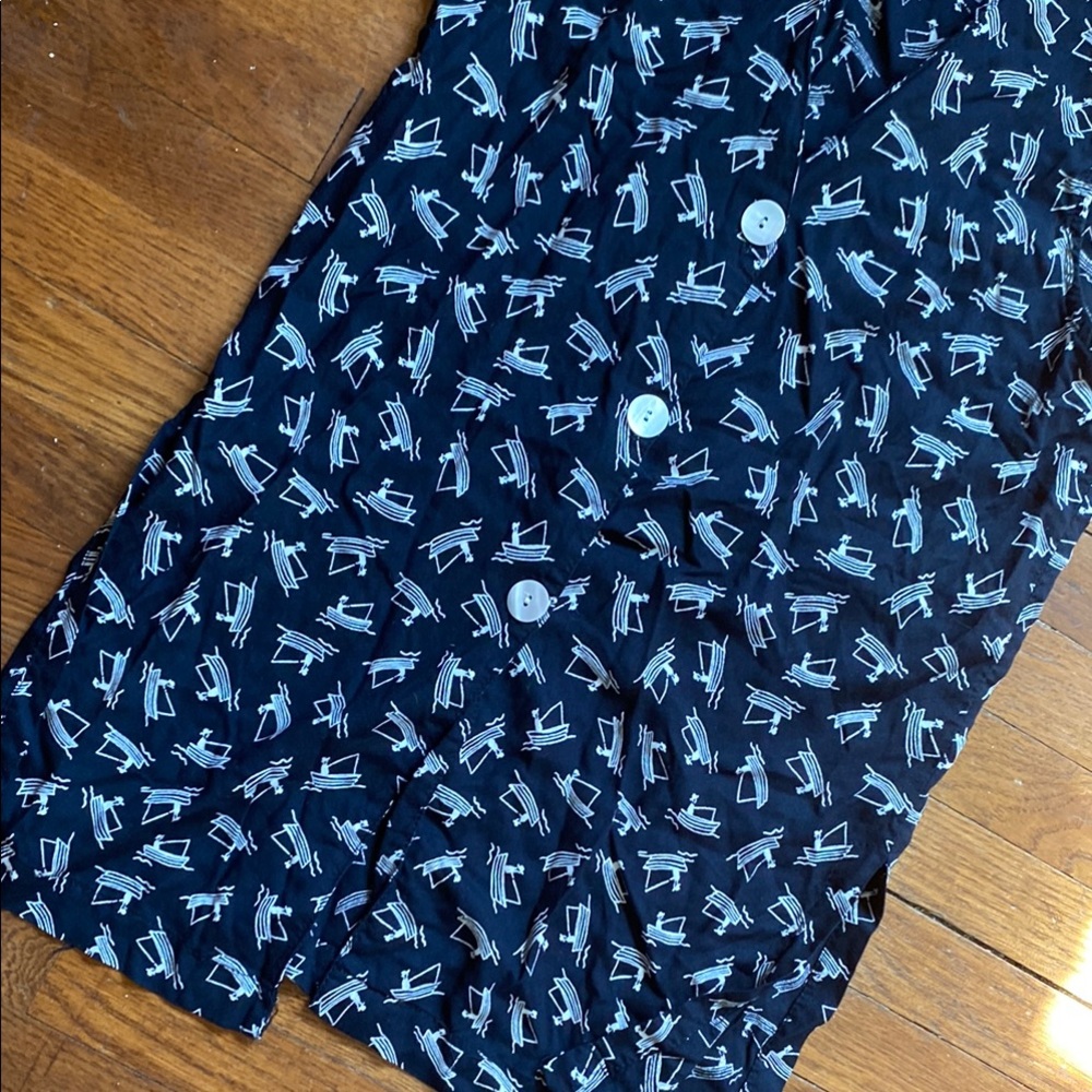 Navy Button-Up with White Abstract Design - Picture 8 of 16